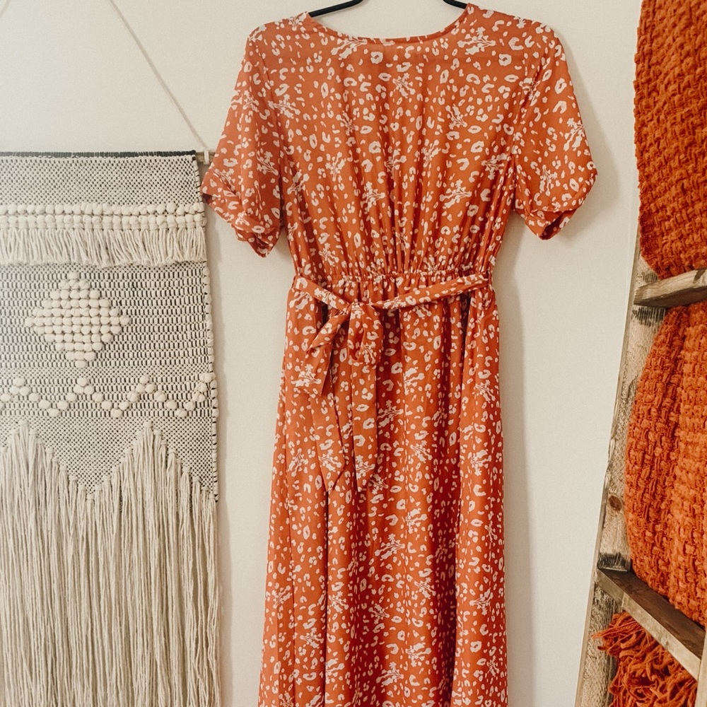 cheetah print short sleeve high low dress